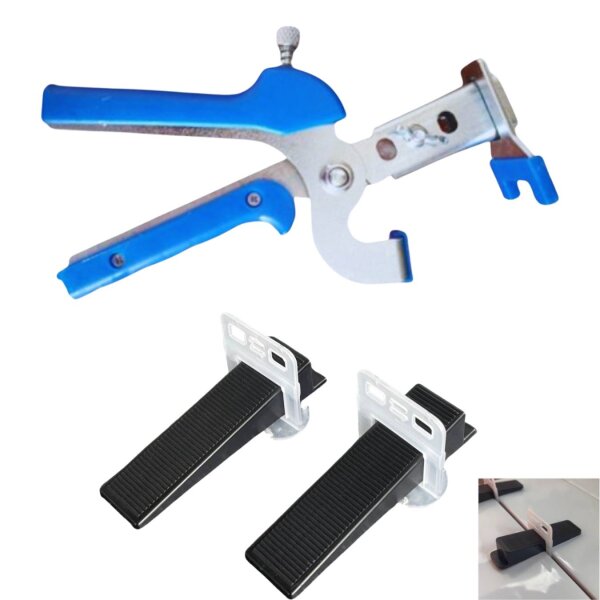 Vidascom Fliesen Nivelliersystem Verlegehilfe 0,5mm bis 5mm mit und ohne Zange 5mm-3-12mm-500 Laschen+200 Keile+Metal Zange