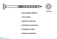 Vidascom Terrassenschrauben Holzkonstruktionsschrauben...